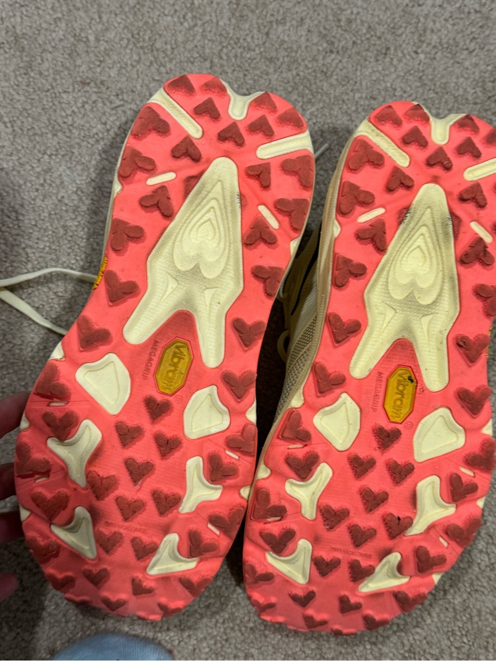 Hoka Speedgoat 7 Cream and Coral Trail Sneakers - Picture 5 of 14